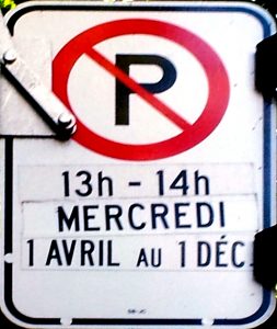 Montreal No Parking Wednesday 13H-14H