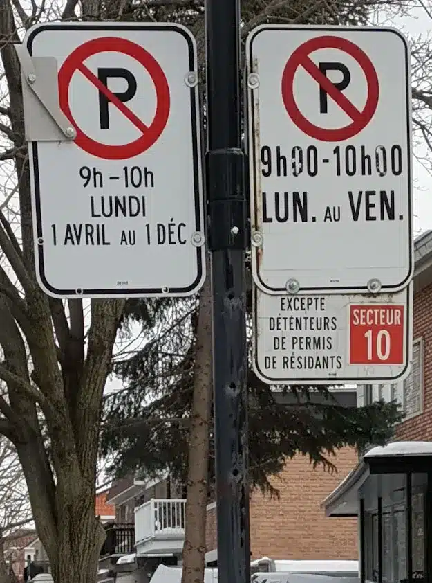 Montreal Parking Sign